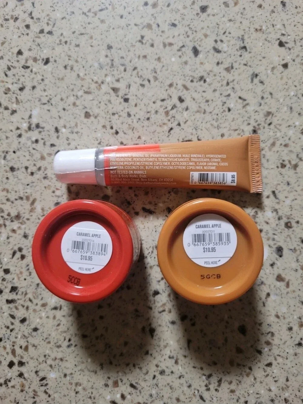Bath & Body Works Caramel Apple Nourishing Lip Mask, Scrub, Lip Gloss Lot Of 3